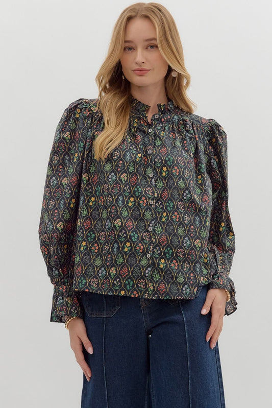 Multi-Floral Long Sleeve Top