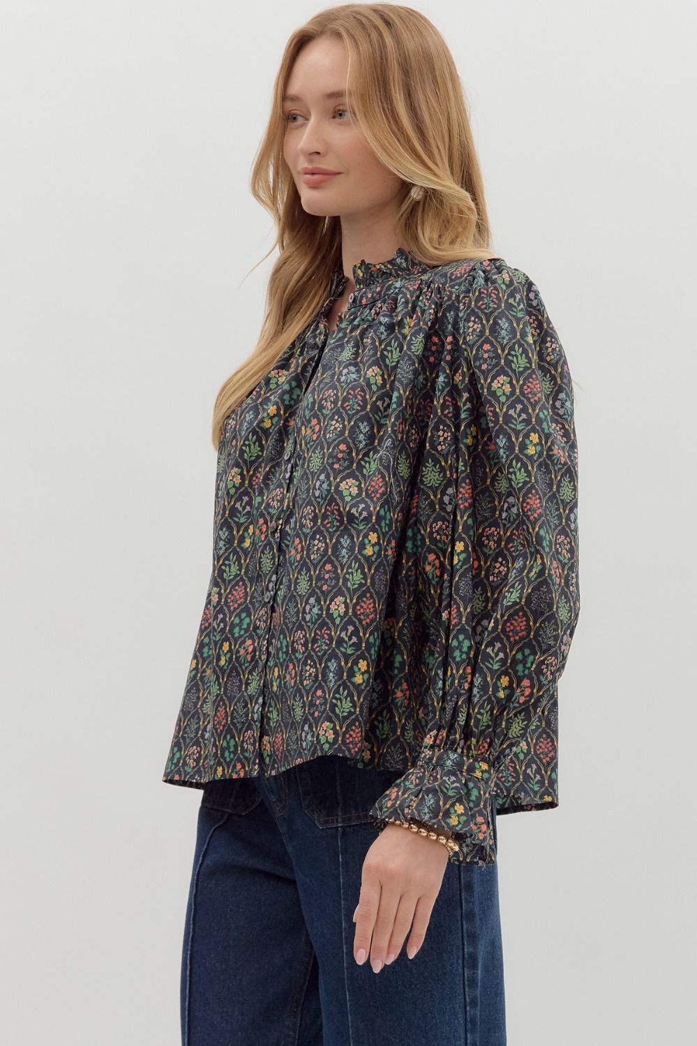 Multi-Floral Long Sleeve Top
