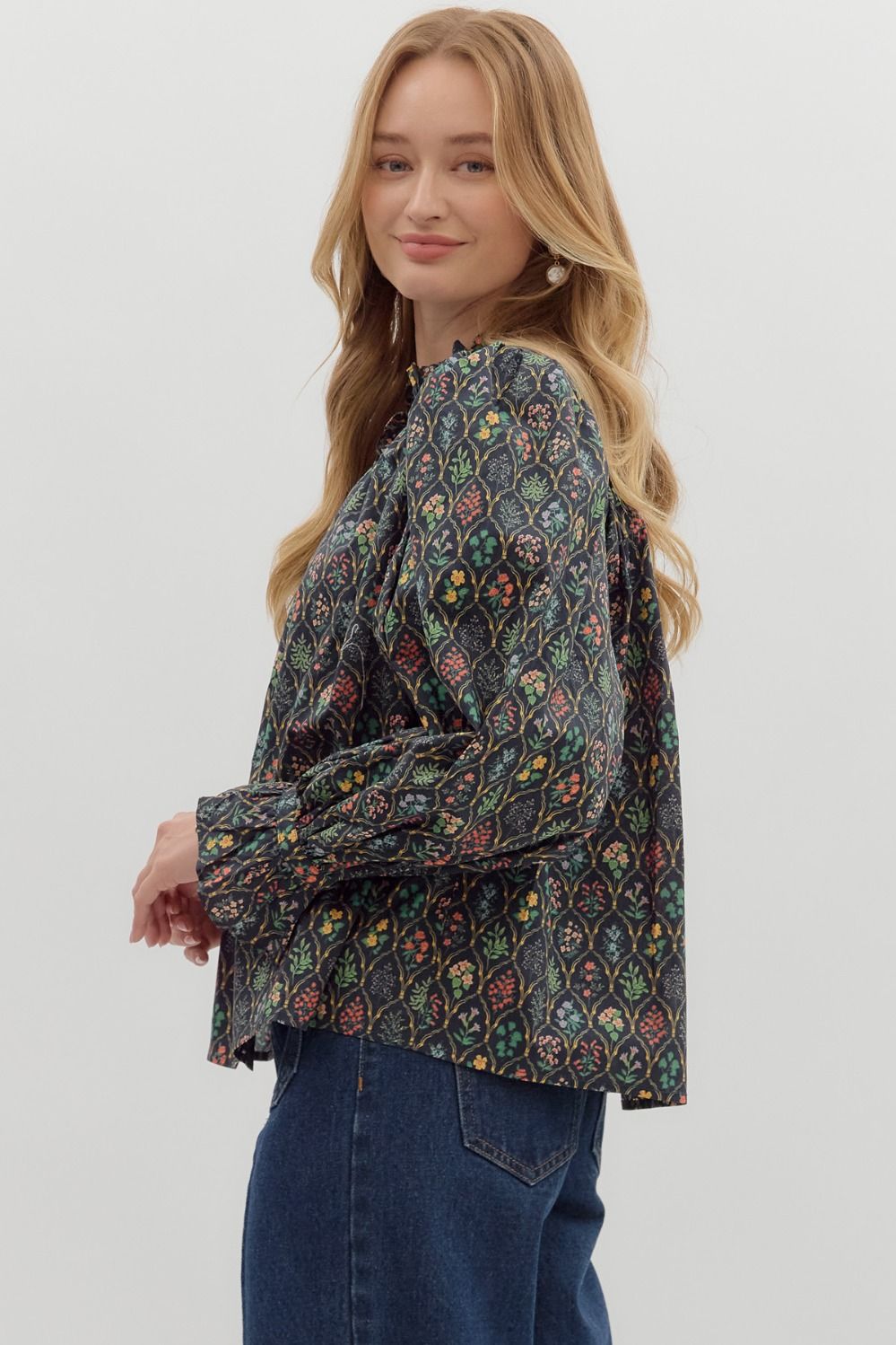 Multi-Floral Long Sleeve Top