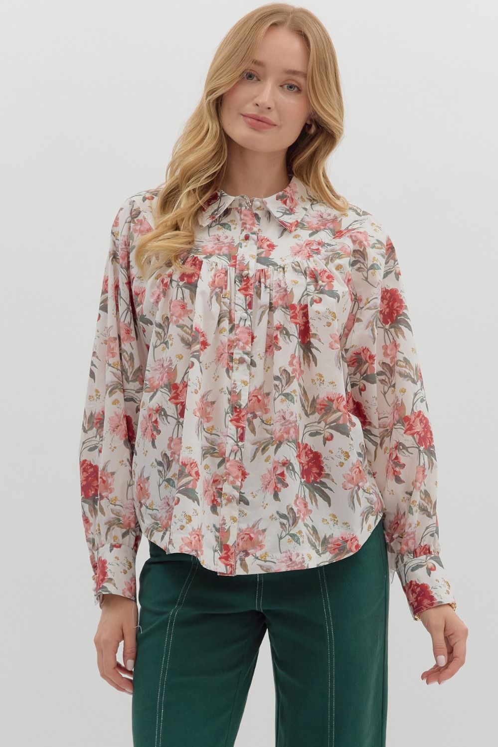 Floral Button Front Top