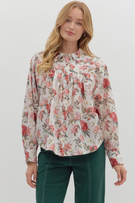 Floral Button Front Top