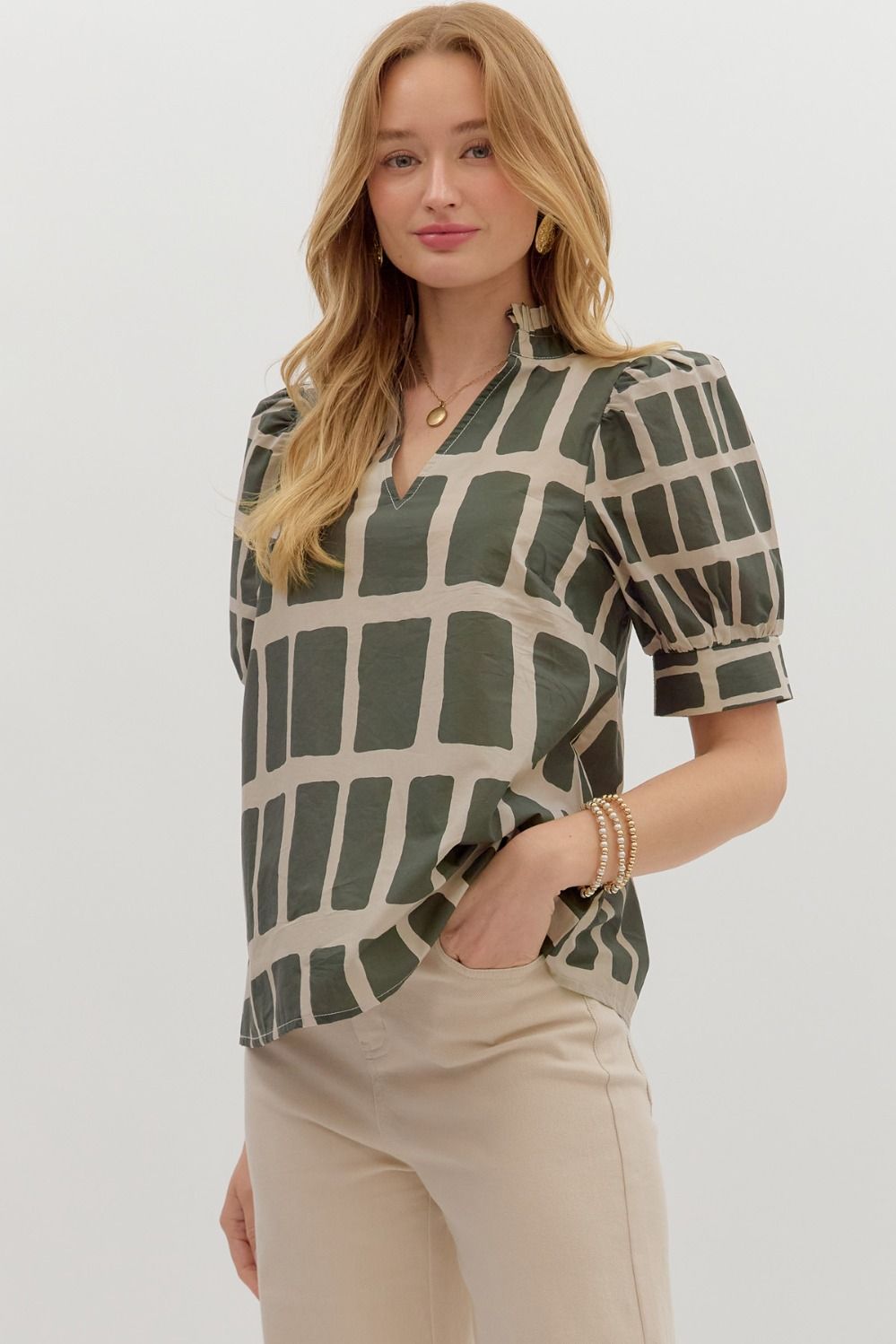 Abstract Print Pullover Top