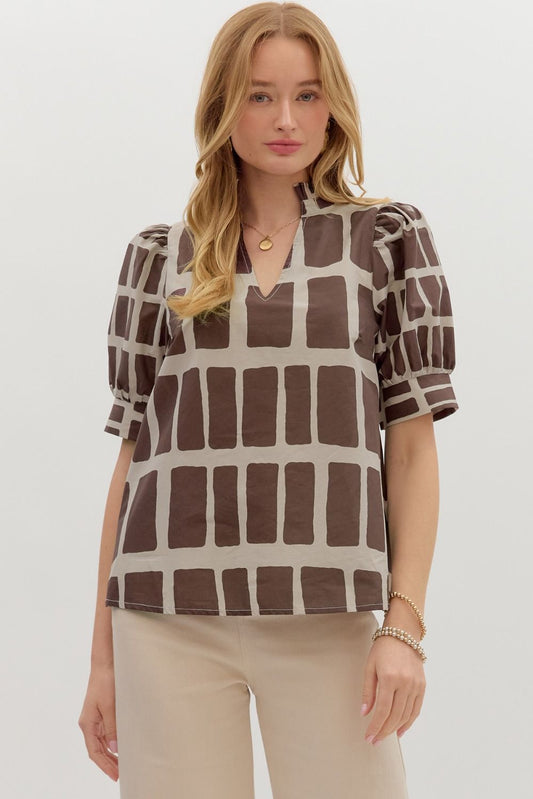 Abstract Print Pullover Top