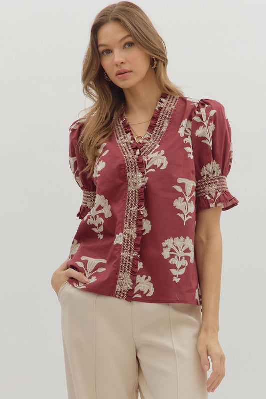 Floral Puff Sleeve Top