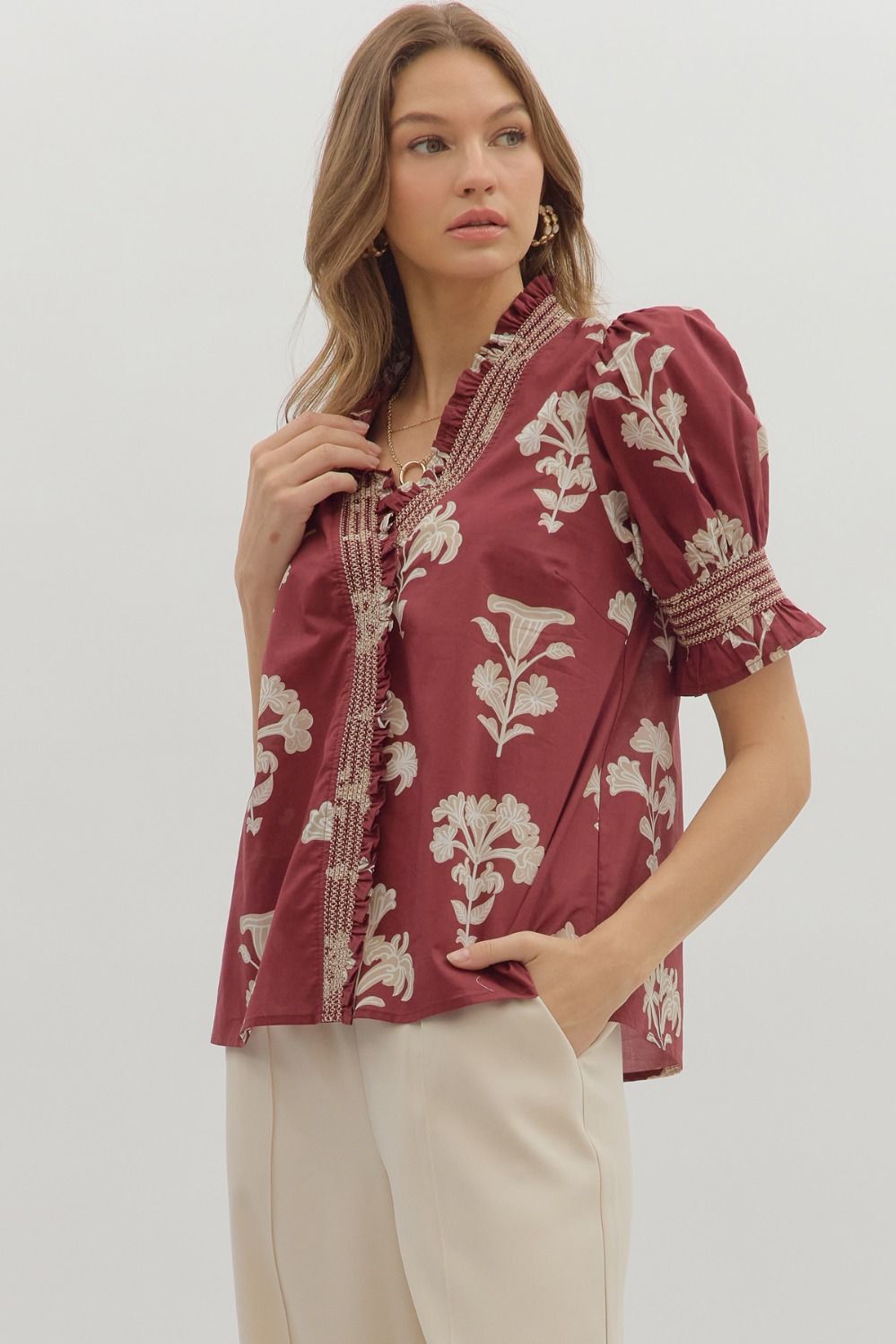 Floral Puff Sleeve Top