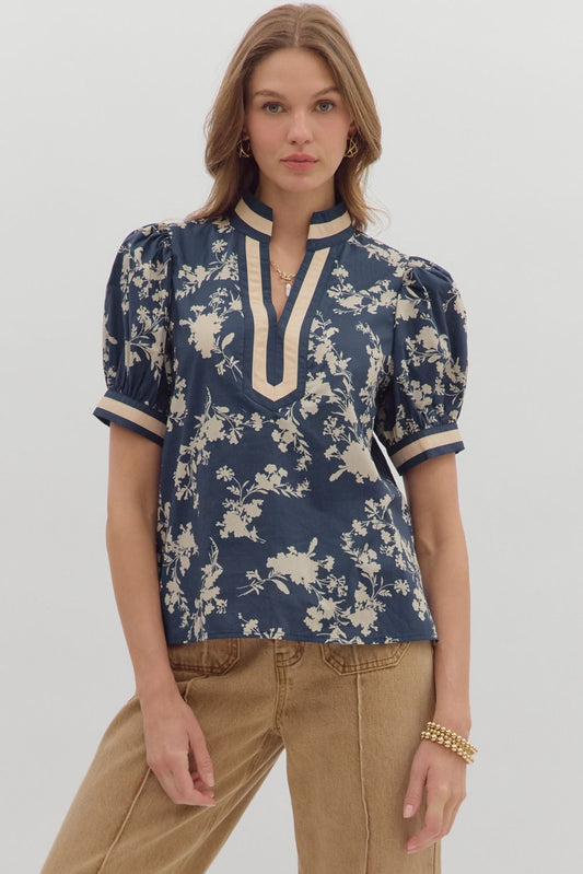 Midnight Blue Floral Top