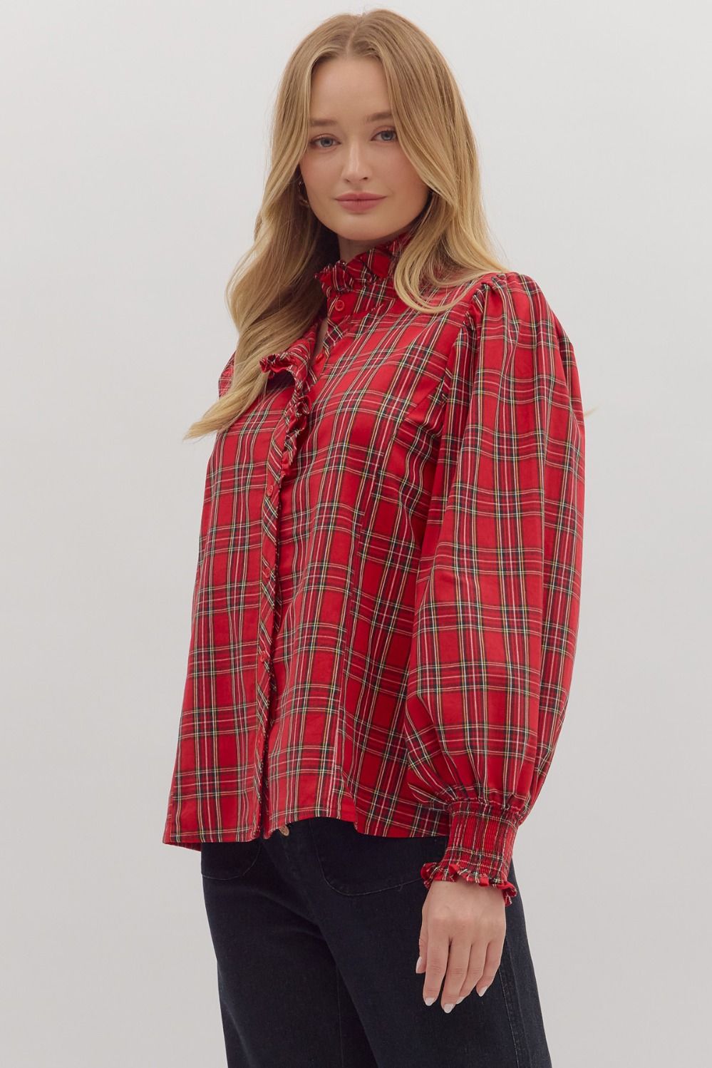 Plaid Long Sleeve Blouse