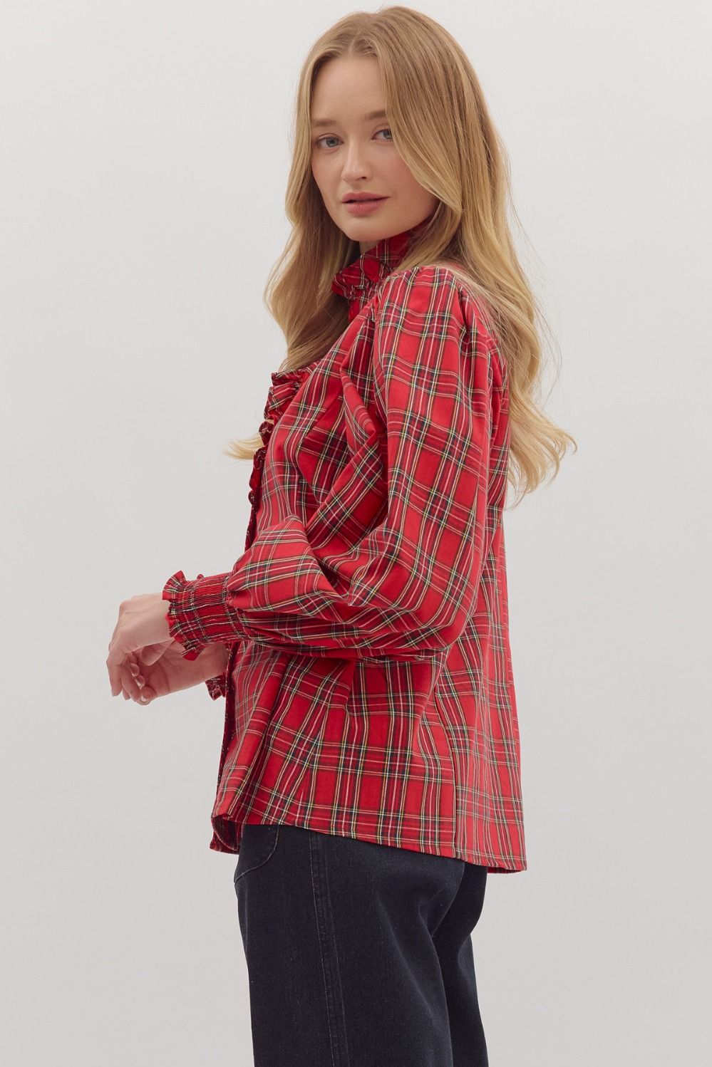 Plaid Long Sleeve Blouse