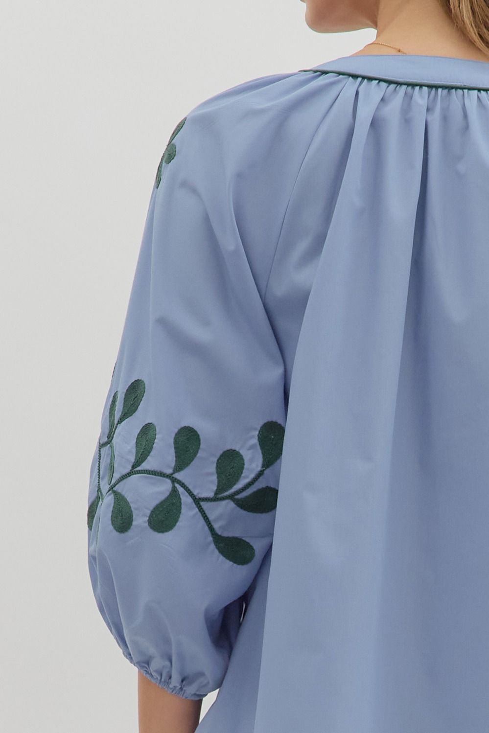 Embroidered Sleeve Top