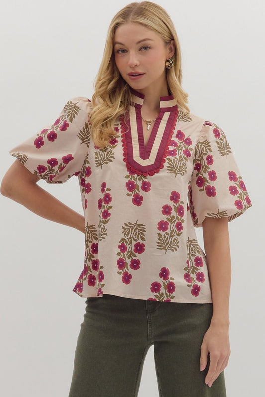 Floral V-neck Top