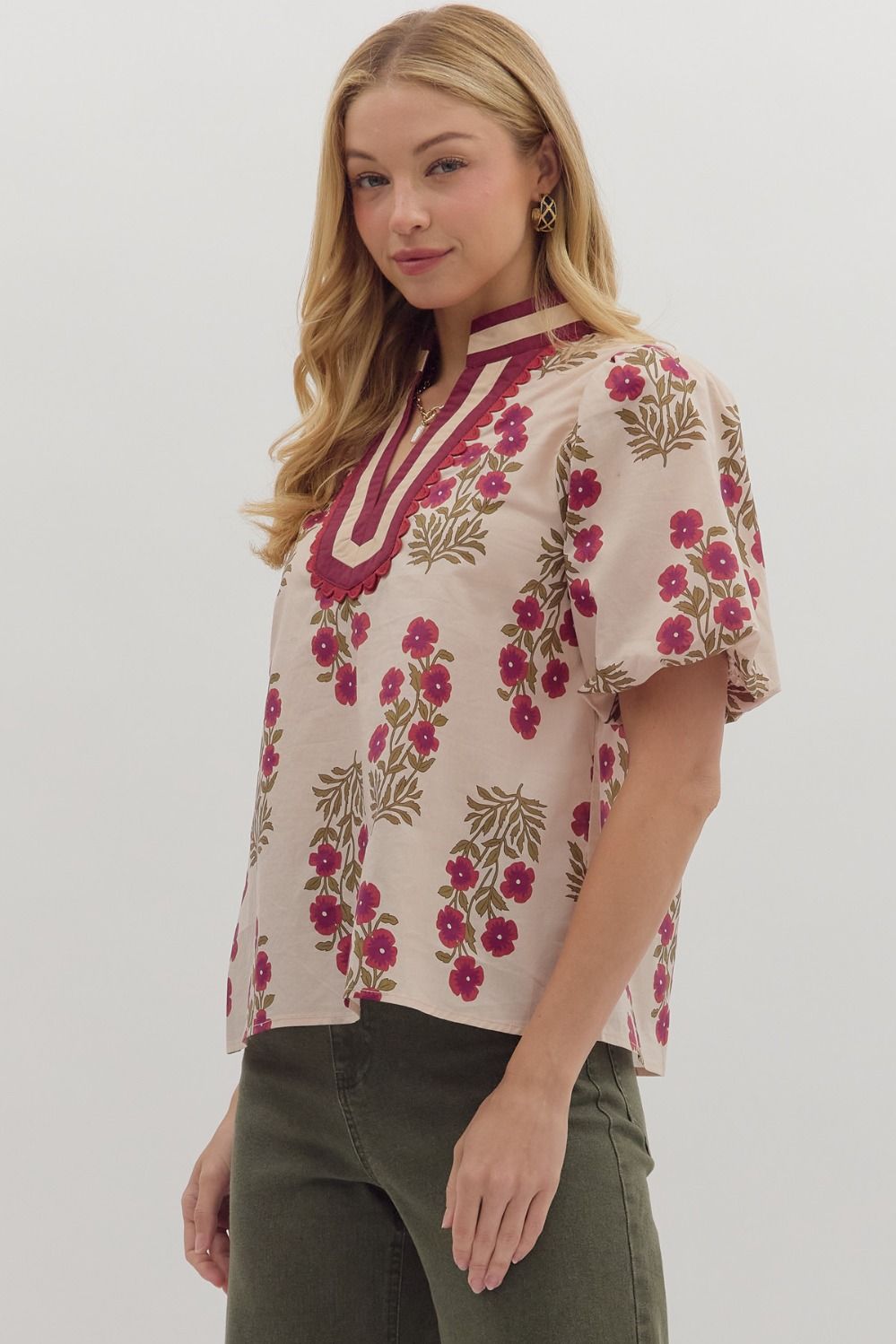 Floral V-neck Top