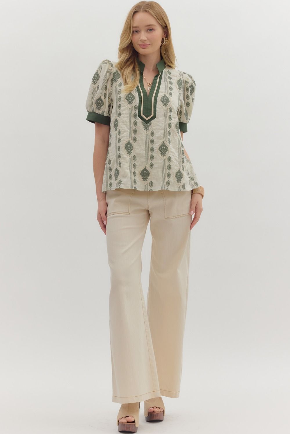 Embroidered Caftan Top