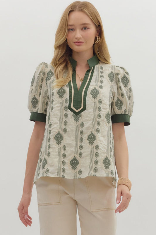 Embroidered Caftan Top