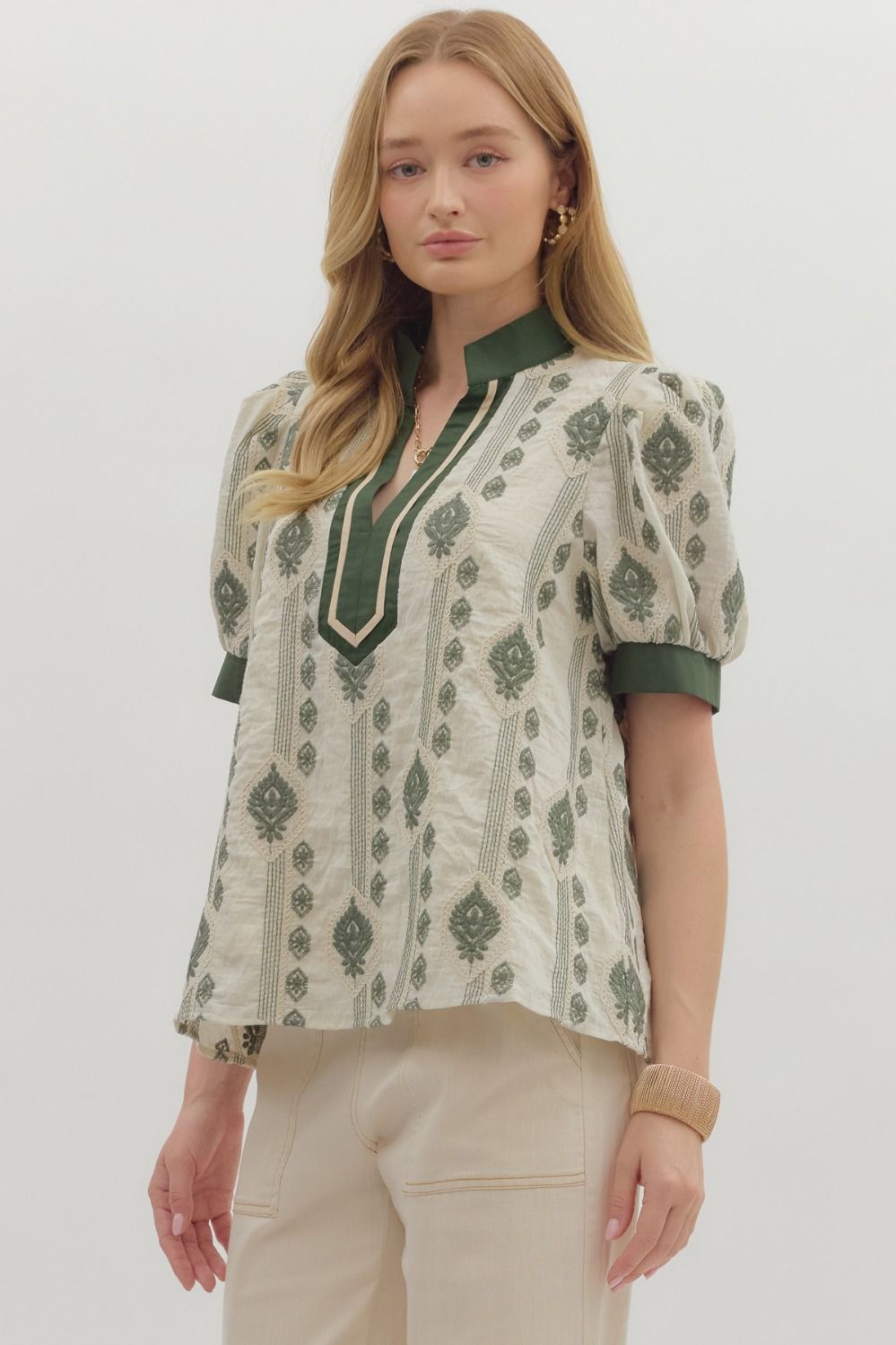 Embroidered Caftan Top