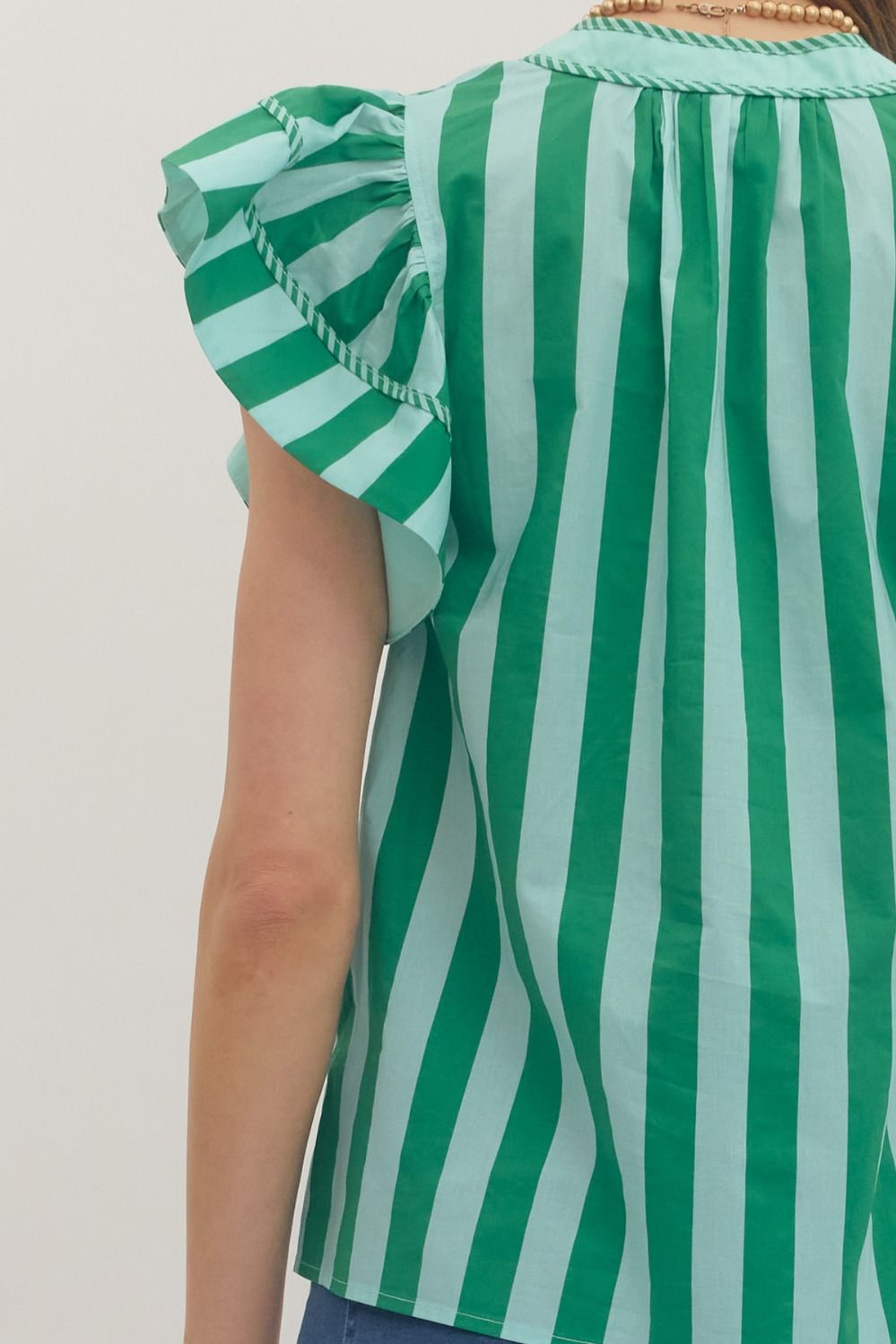 Striped Flutter Sleeve Top