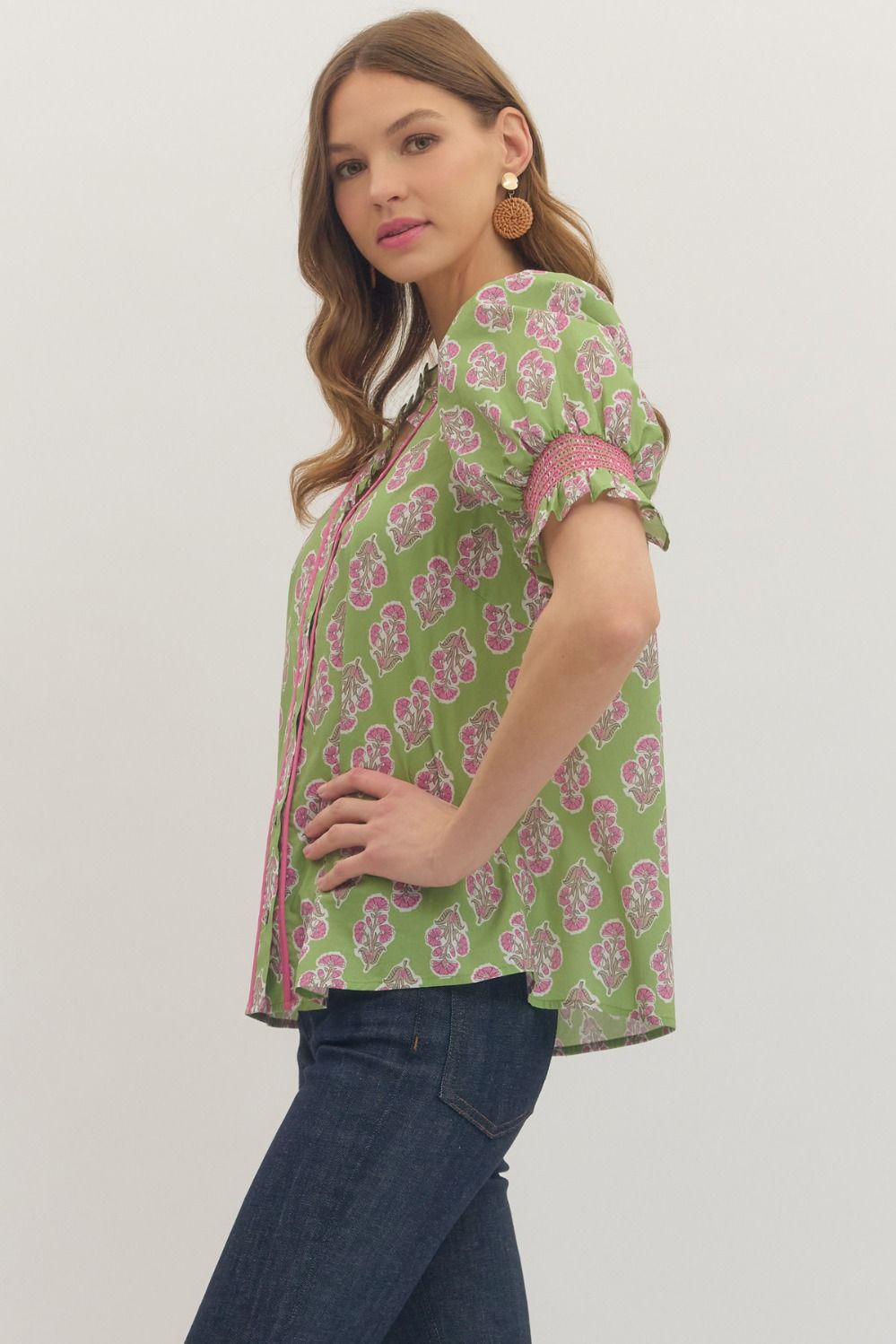 Botanical Short Sleeve Button Up