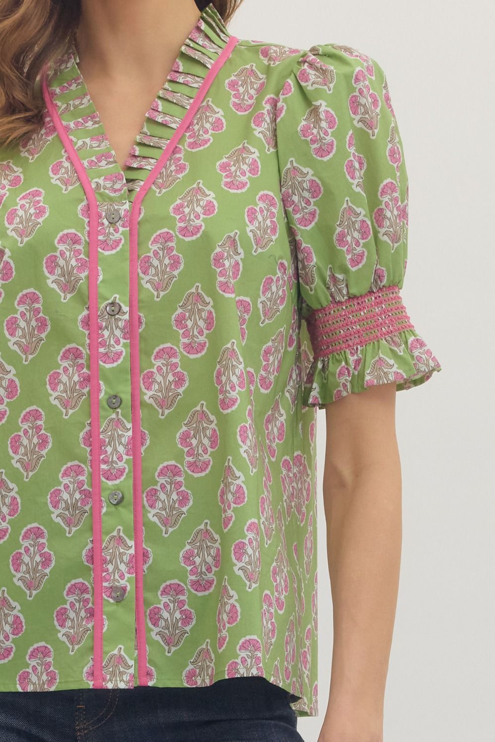 Botanical Short Sleeve Button Up