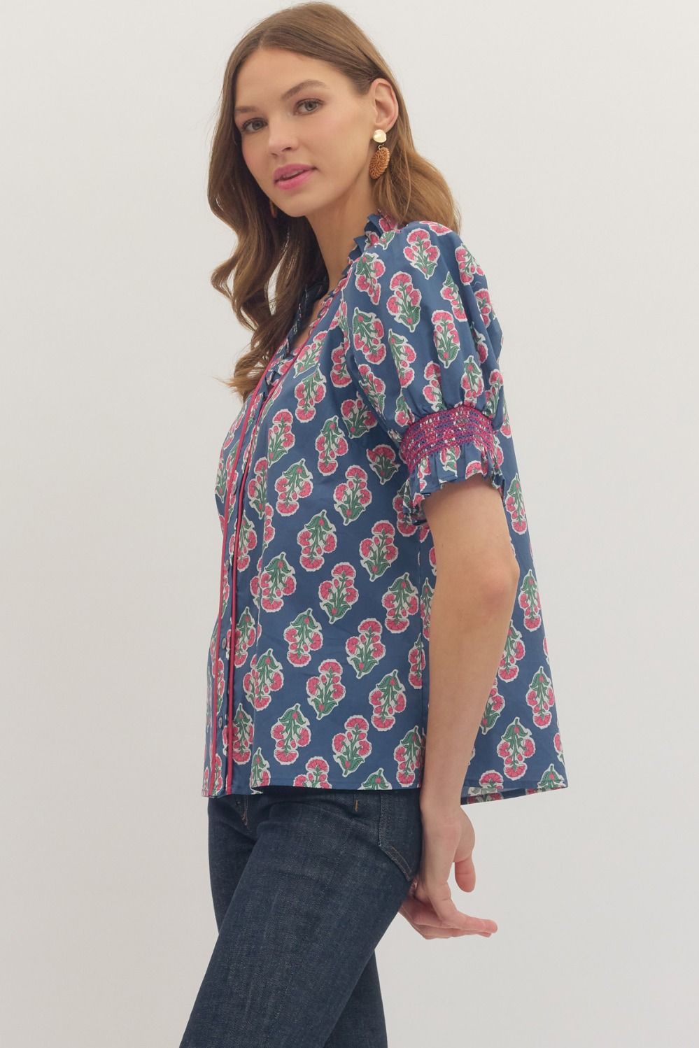 Botanical Short Sleeve Button Up