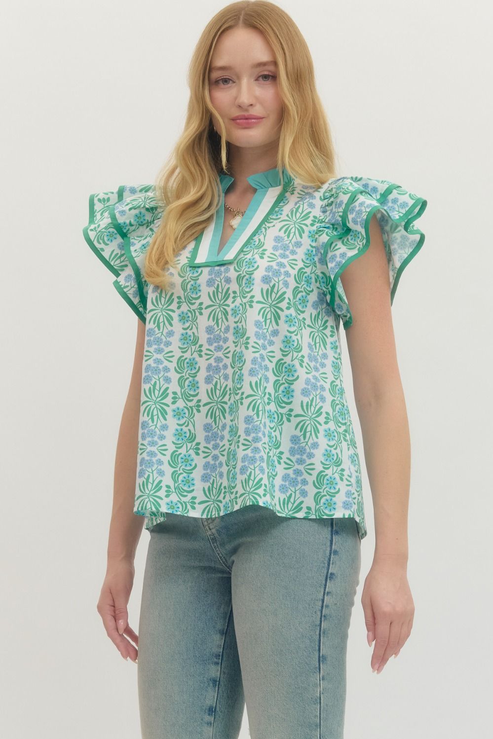 Flutter Sleeve Floral Top