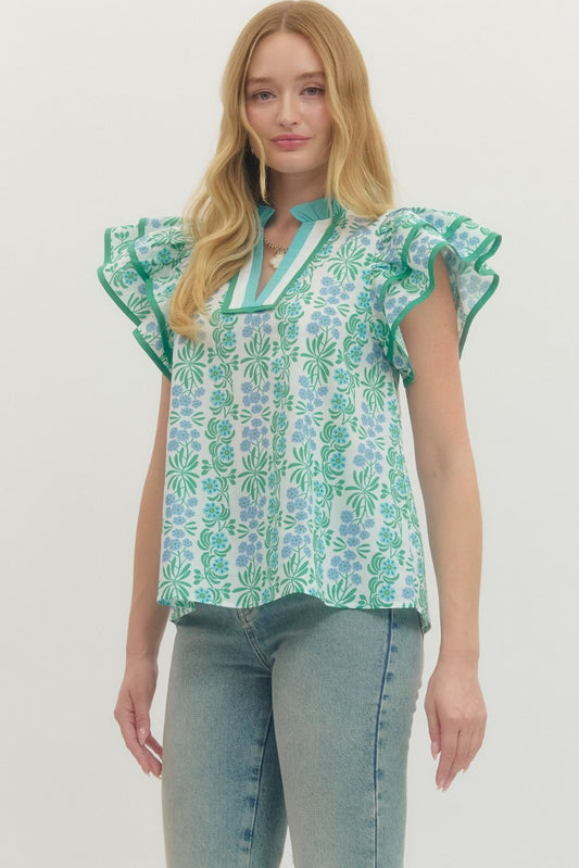 Flutter Sleeve Floral Top