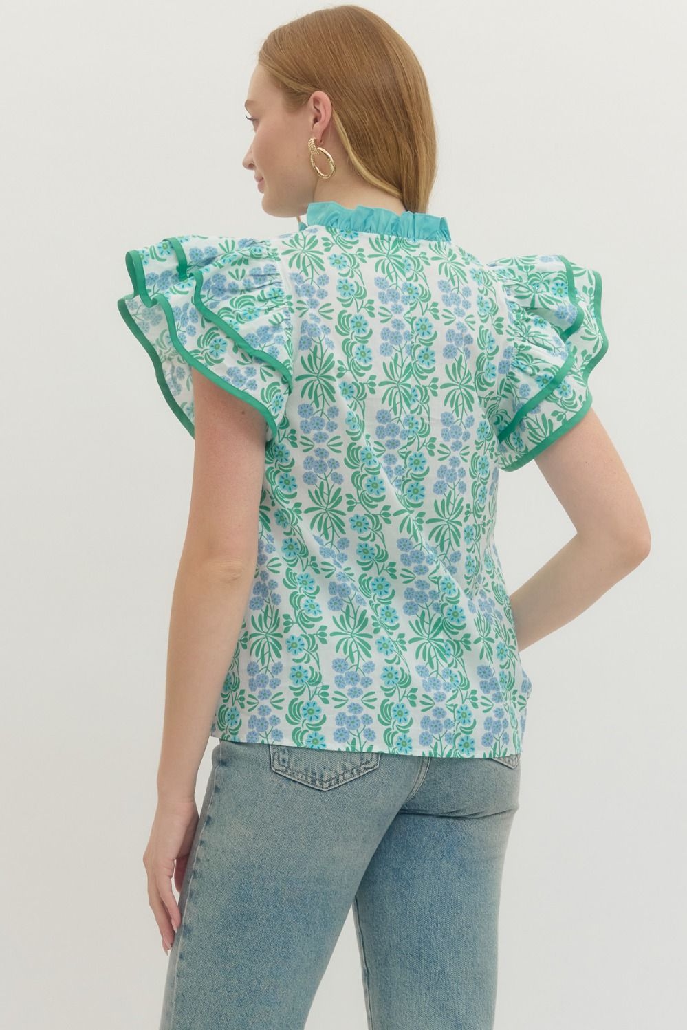 Flutter Sleeve Floral Top
