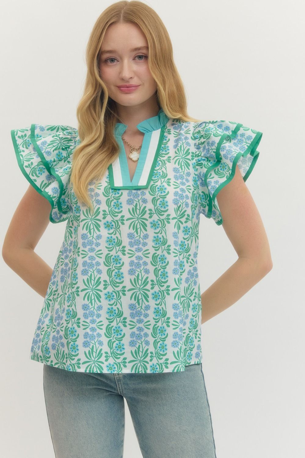 Flutter Sleeve Floral Top