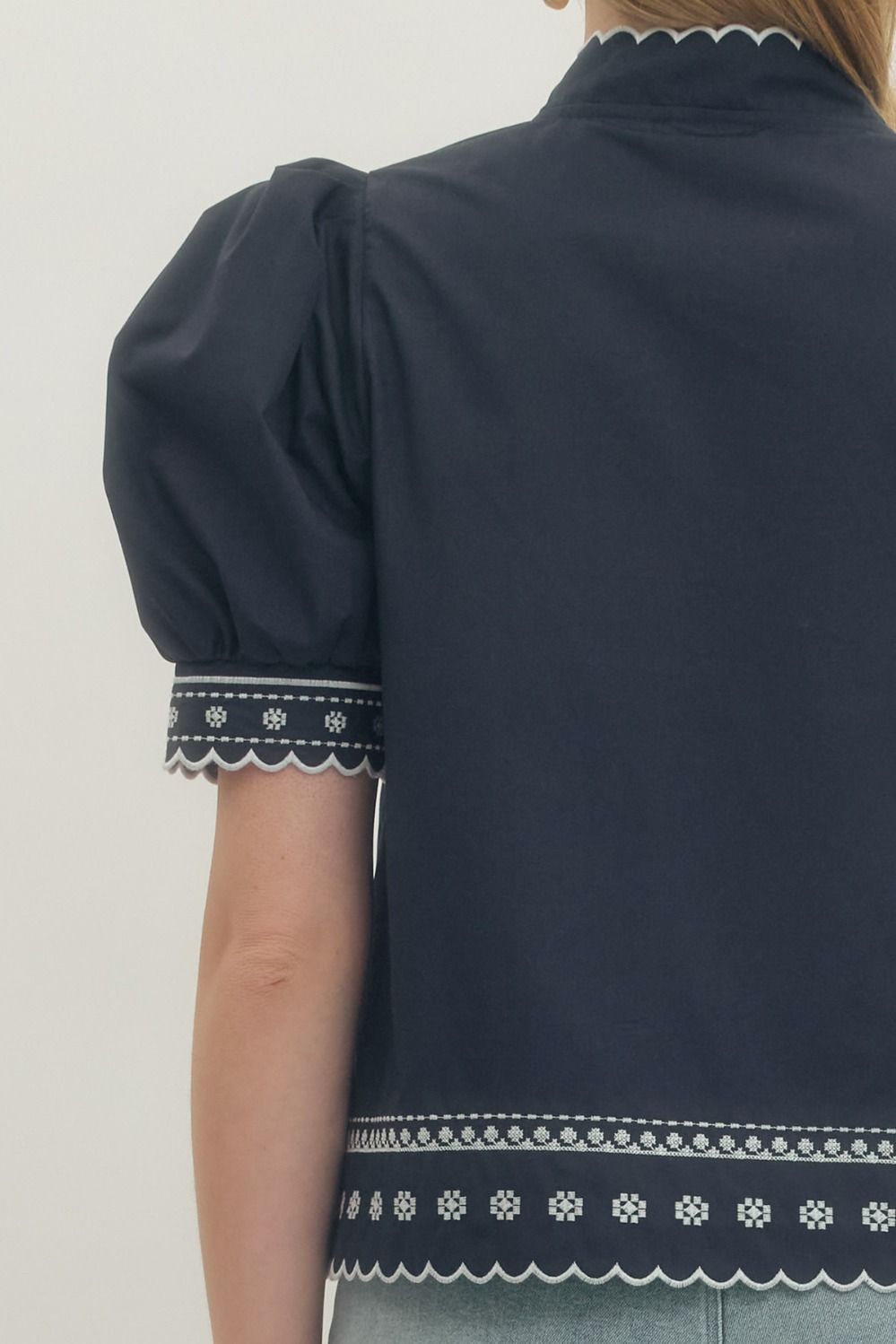 Puff Sleeve Embroidered Top