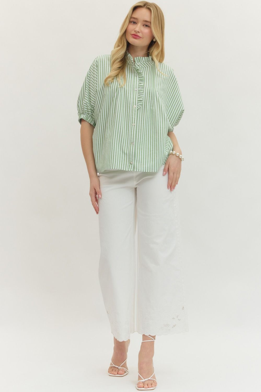 Short Sleeve Striped Button Down