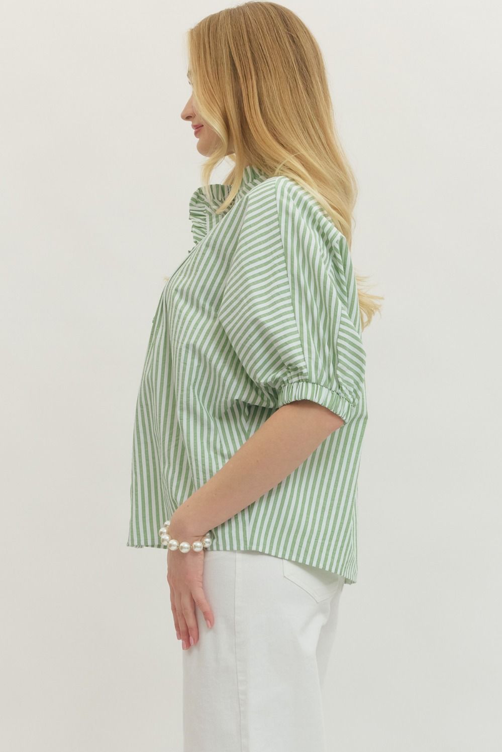 Short Sleeve Striped Button Down