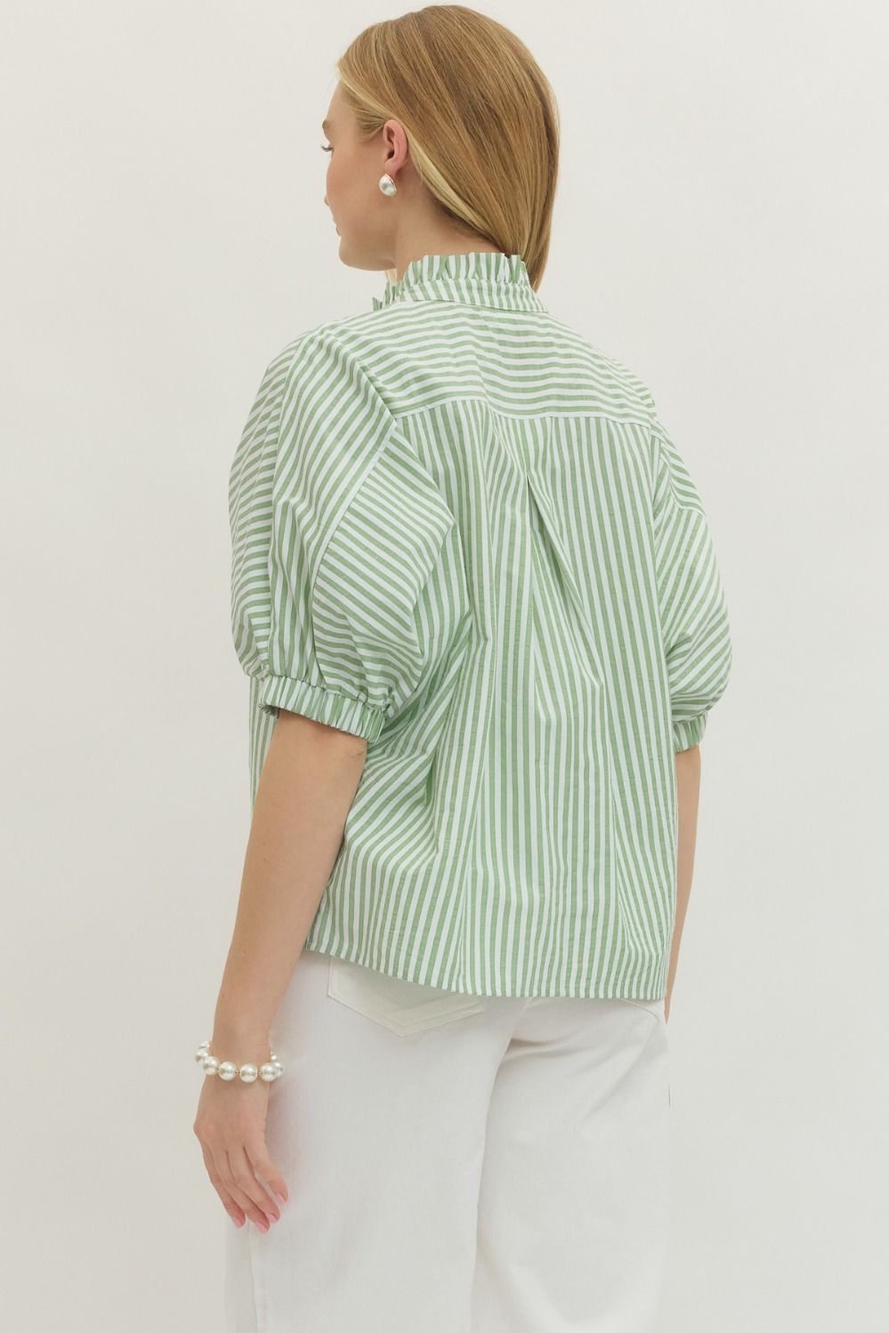Short Sleeve Striped Button Down
