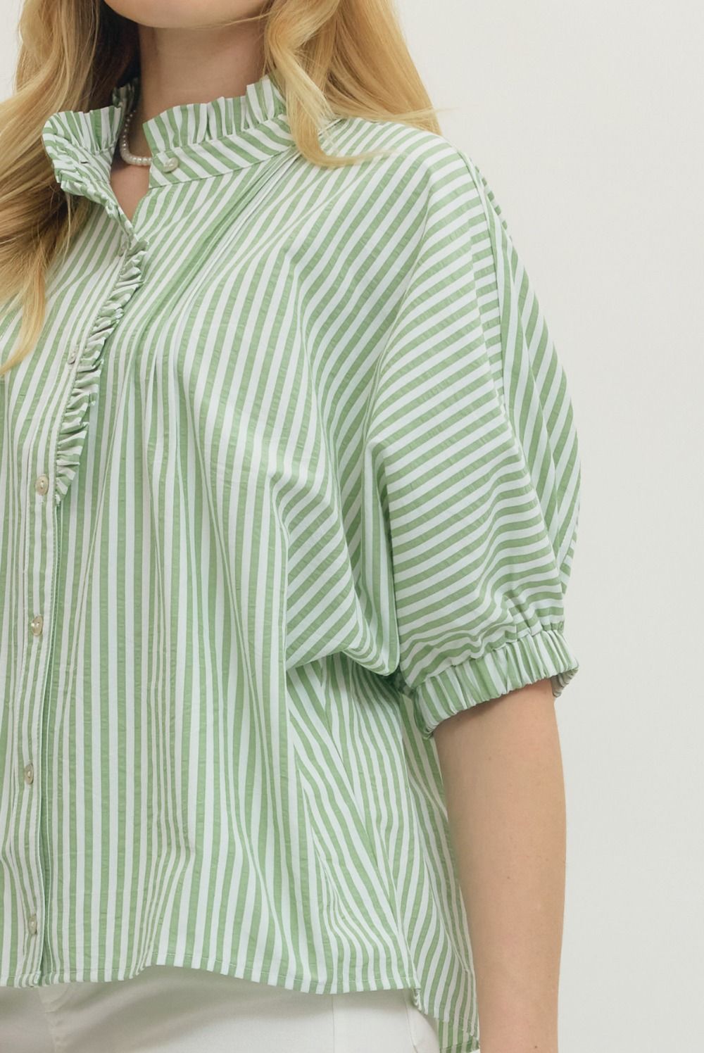 Short Sleeve Striped Button Down