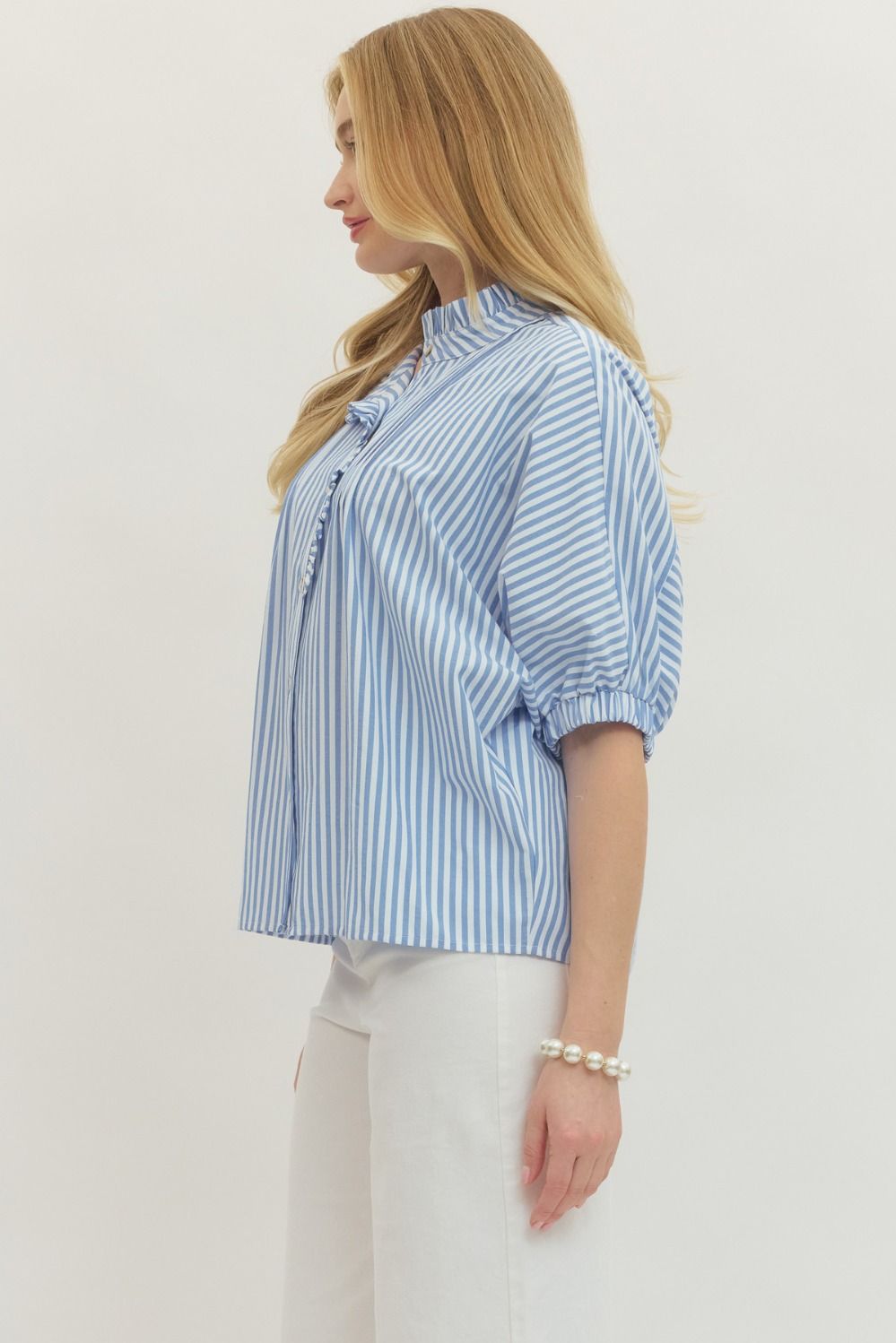 Short Sleeve Striped Button Down