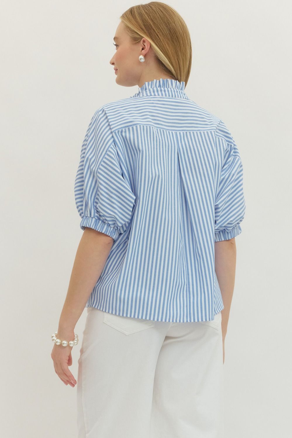 Short Sleeve Striped Button Down