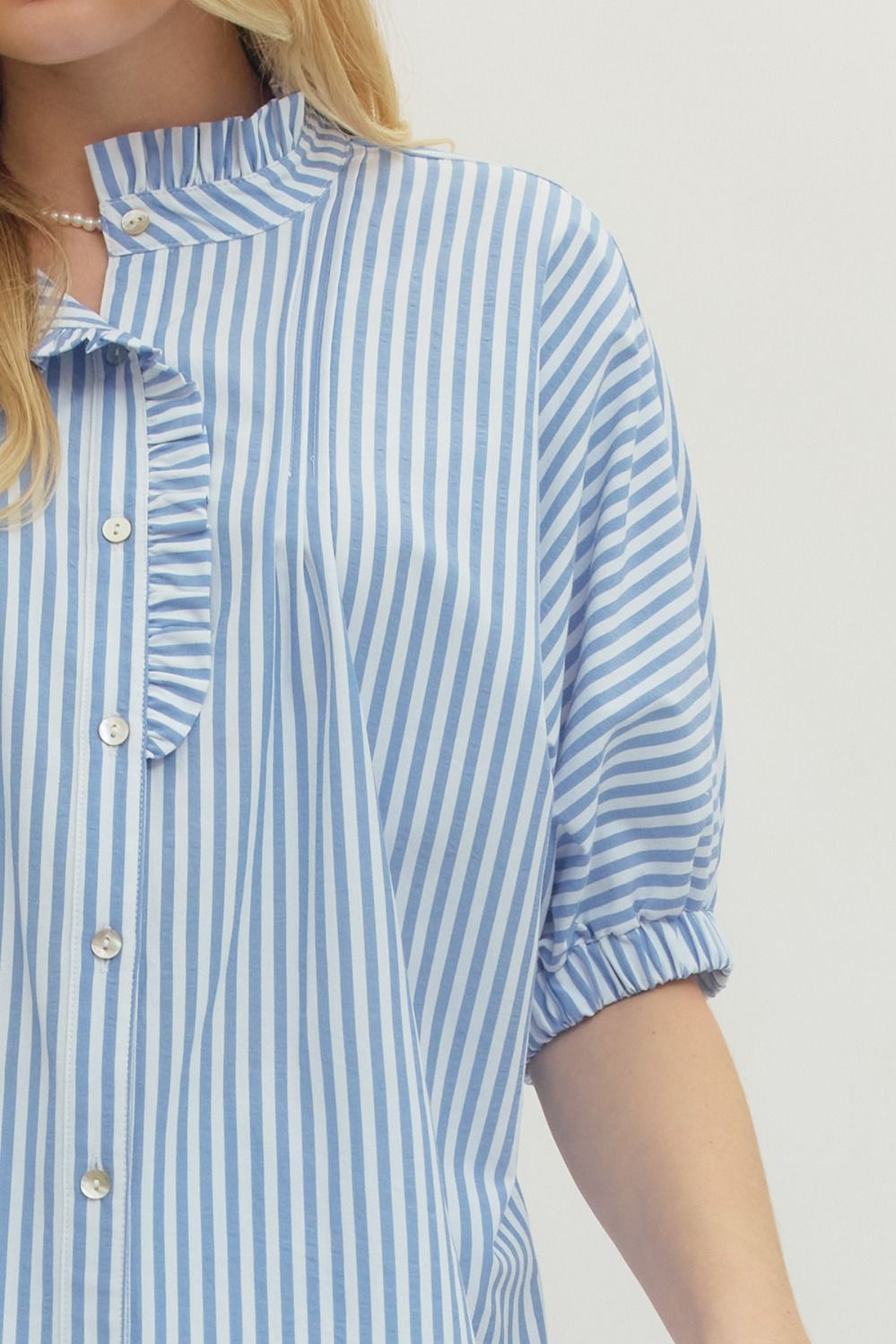 Short Sleeve Striped Button Down