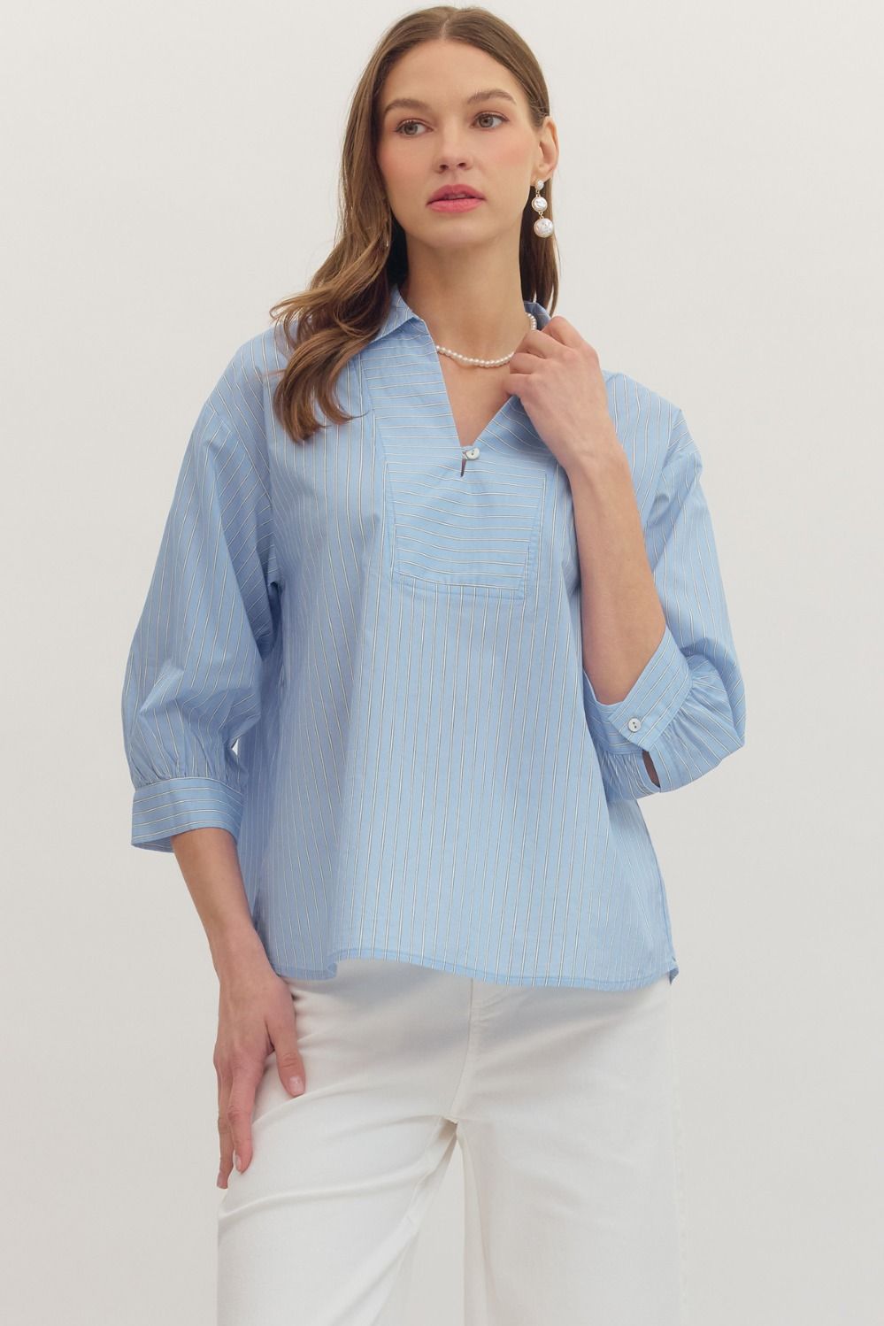 Blue Striped Popover
