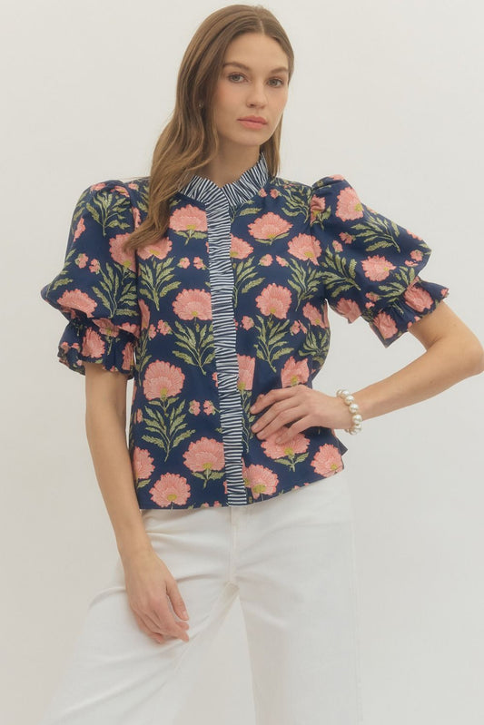 Floral Puff Sleeve Top