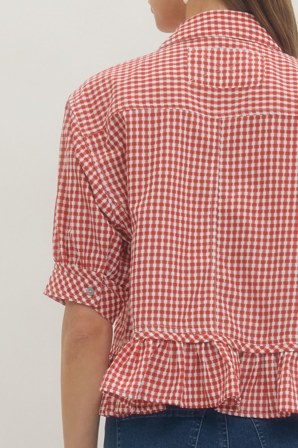 Gingham Ruffle Hem Top