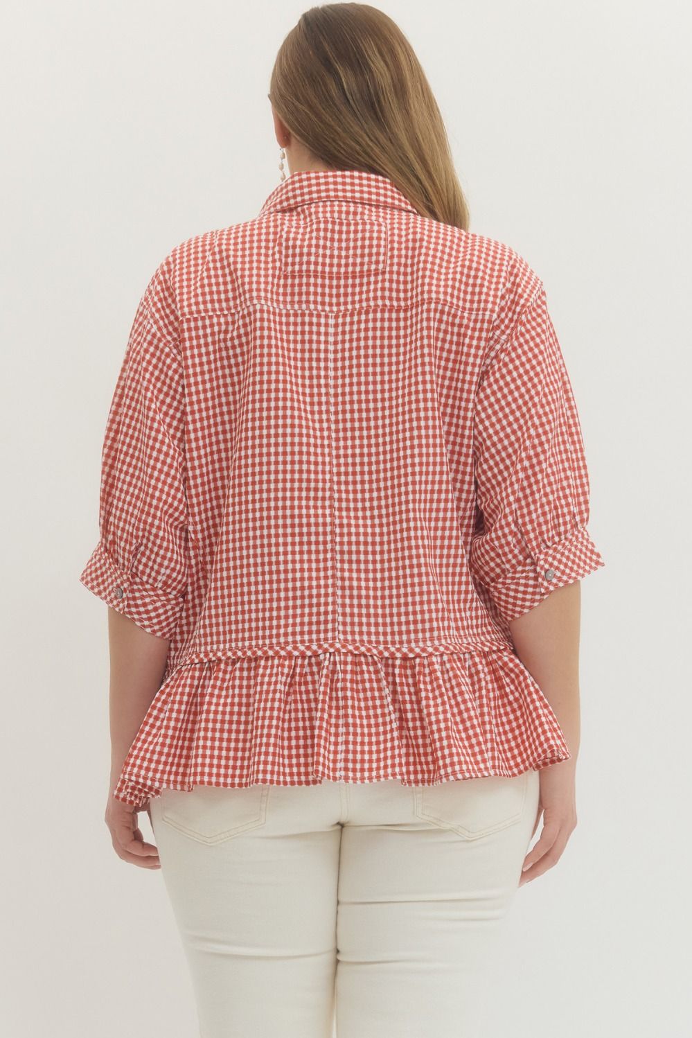 Gingham Ruffle Hem Top