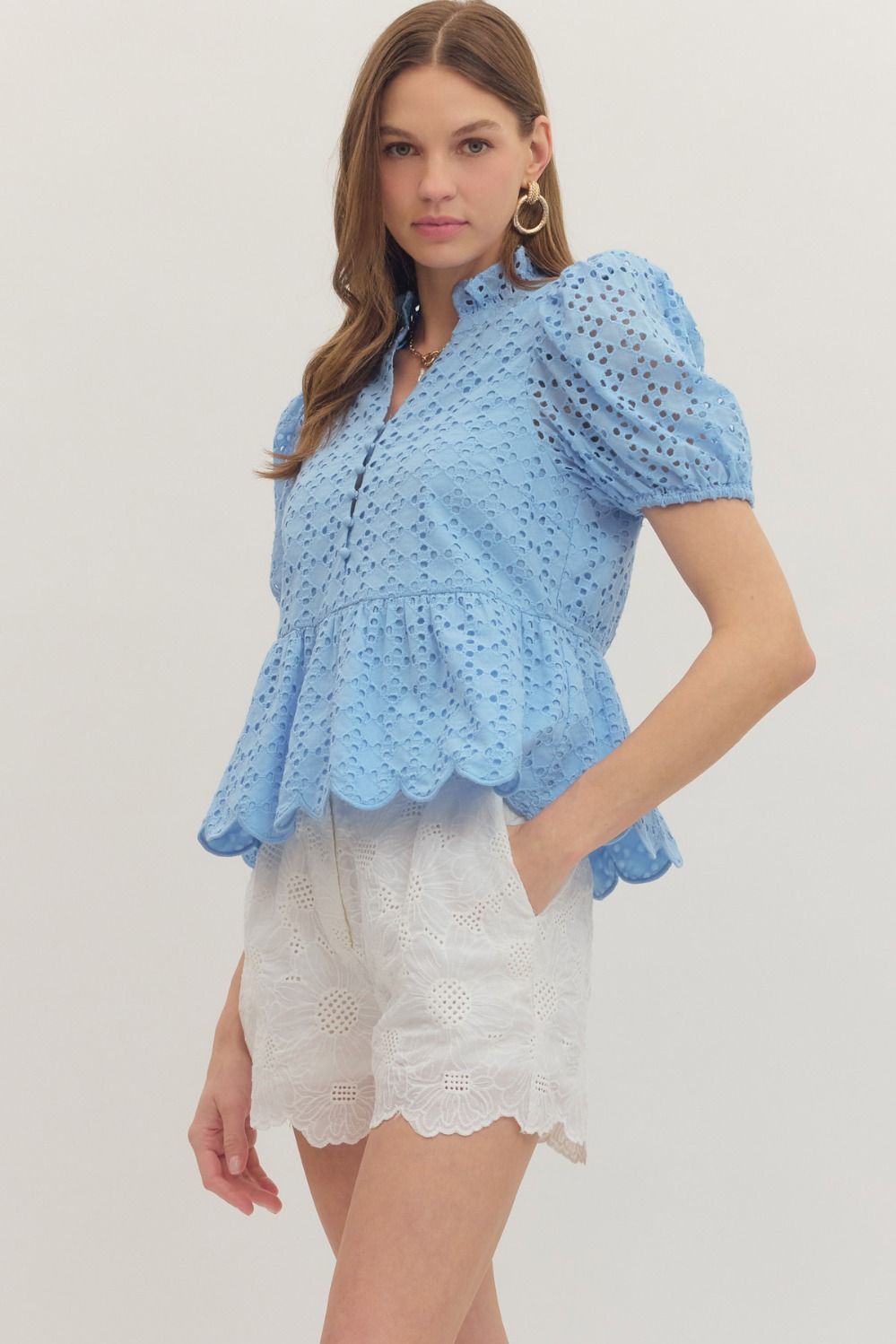 Eyelet Puff Sleeve Top