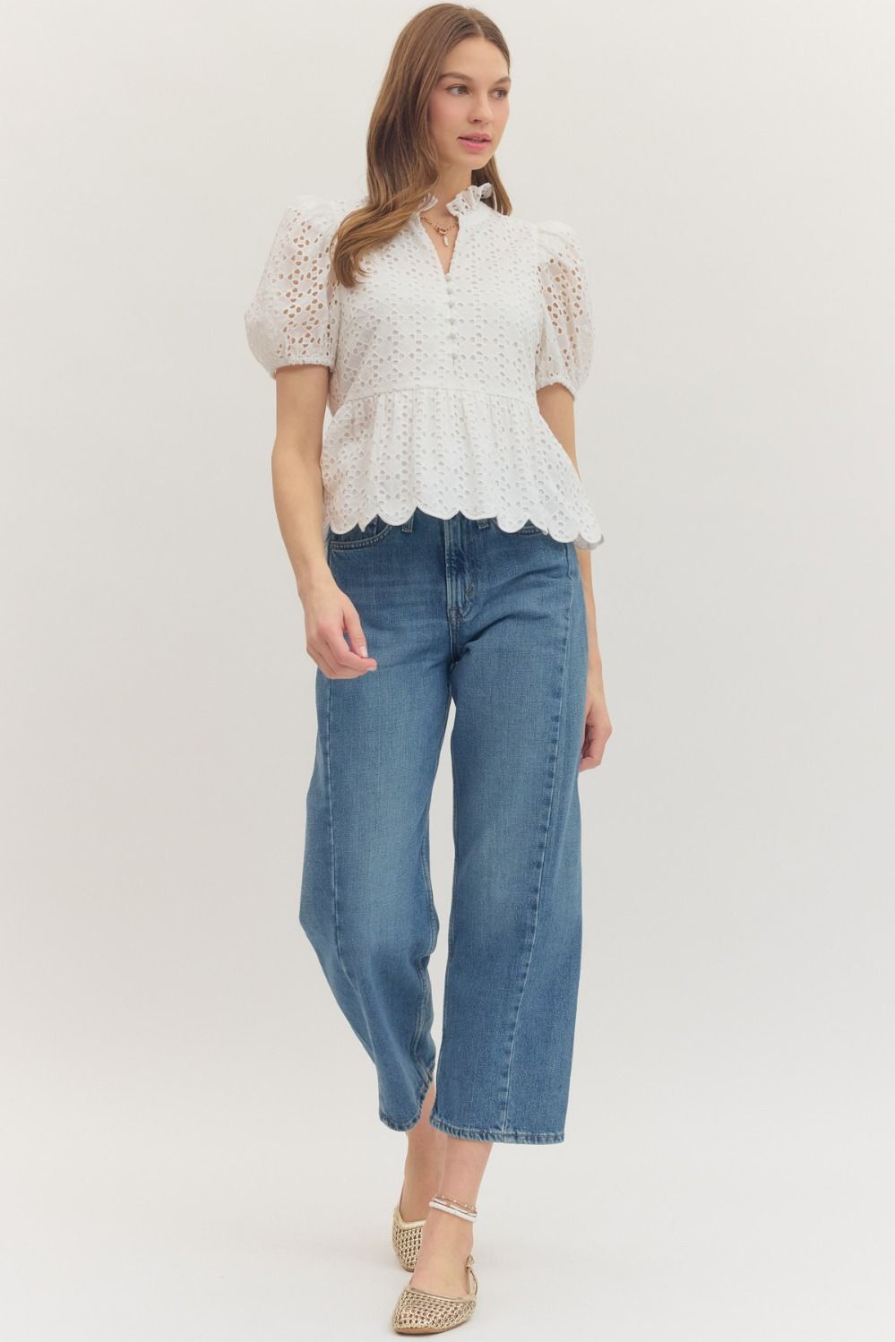 Eyelet Puff Sleeve Top