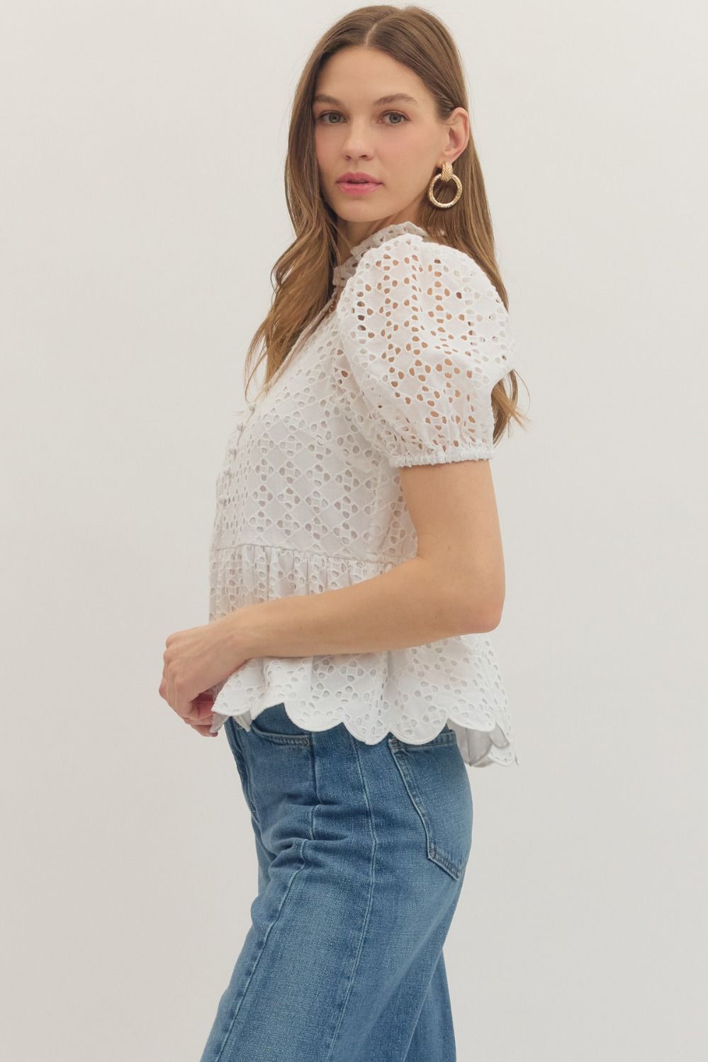 Eyelet Puff Sleeve Top