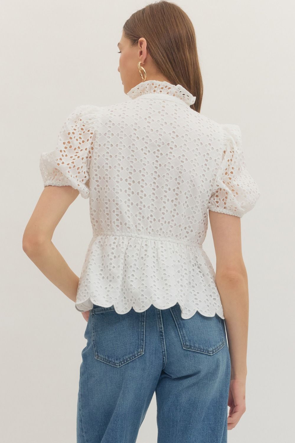 Eyelet Puff Sleeve Top