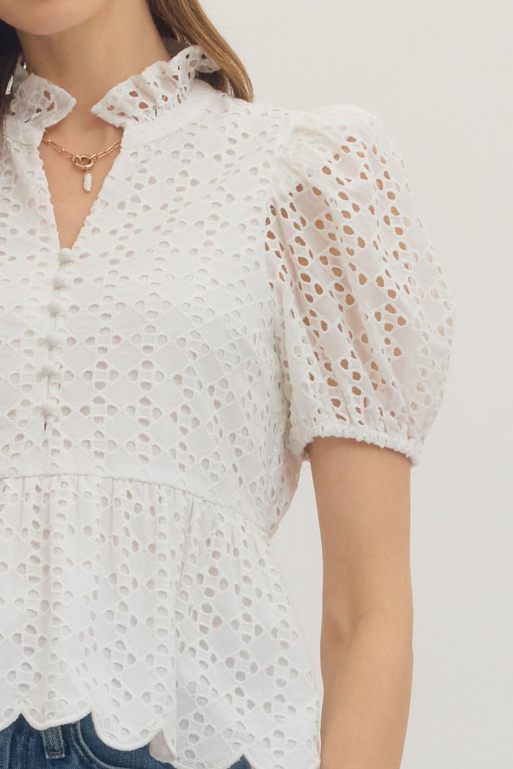 Eyelet Puff Sleeve Top