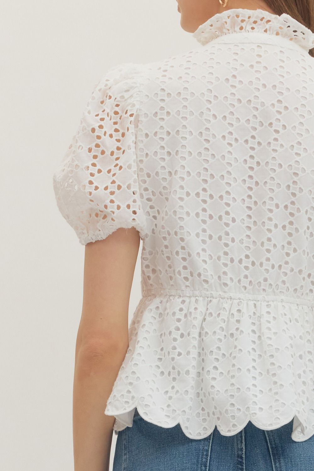 Eyelet Puff Sleeve Top