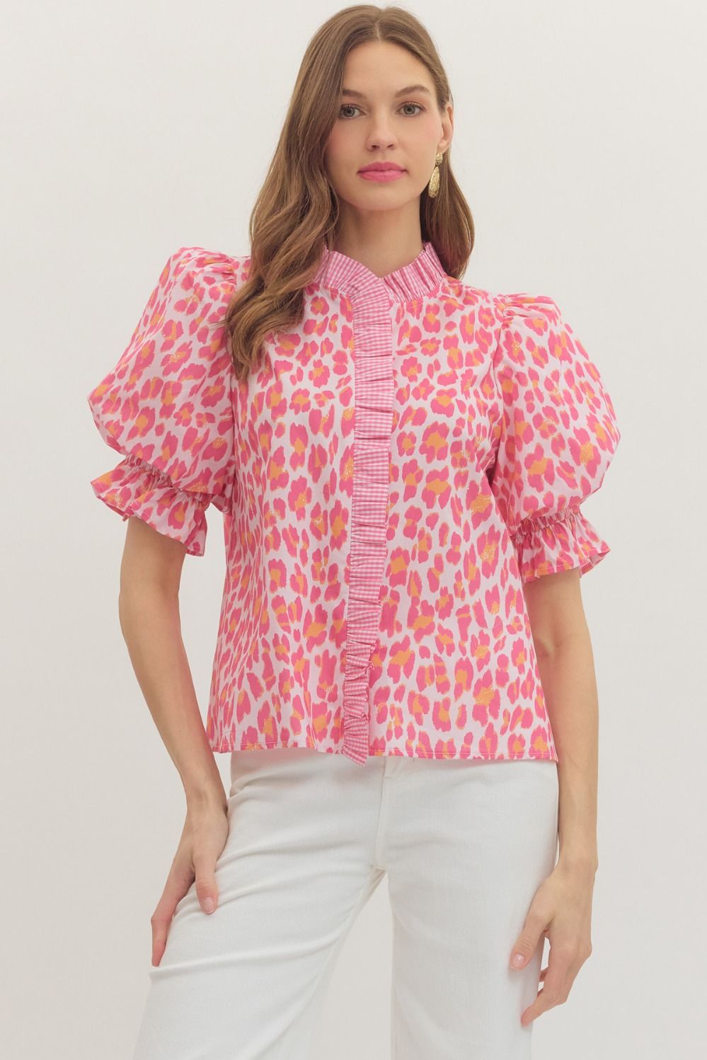Leopard Puff Sleeve Top