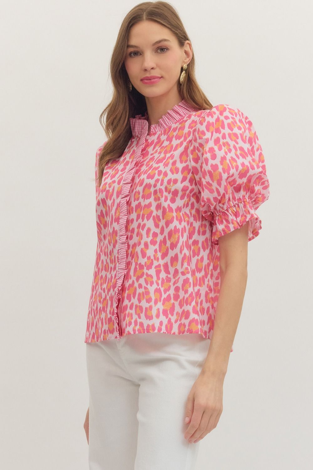 Leopard Puff Sleeve Top