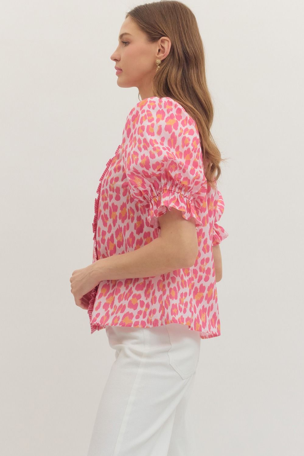 Leopard Puff Sleeve Top