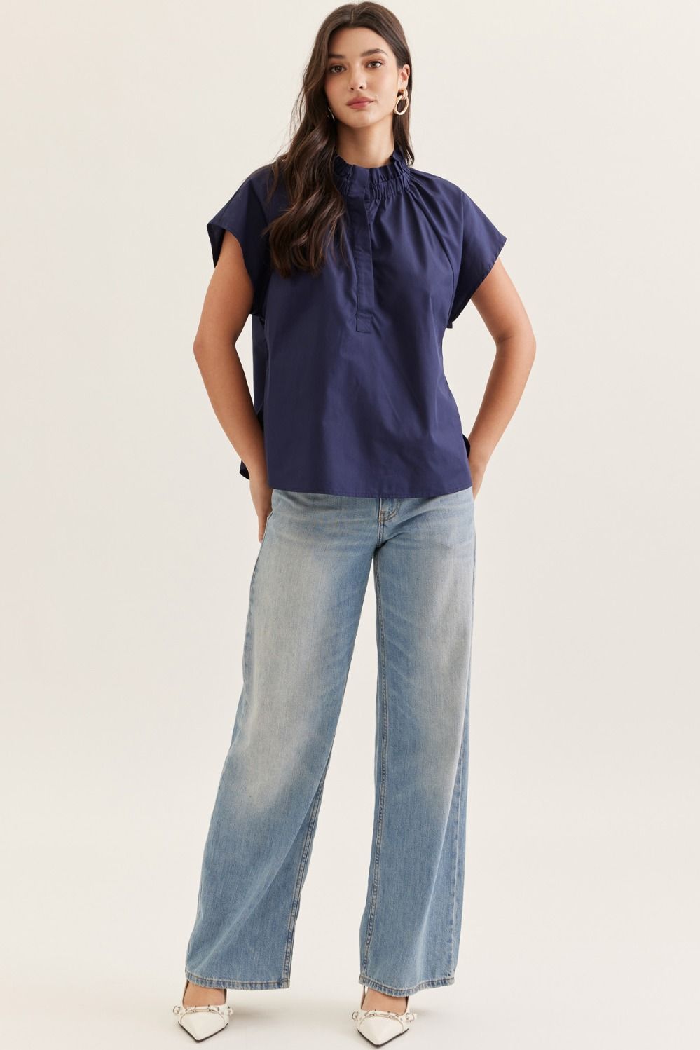 Ruffle Mock Neck Top
