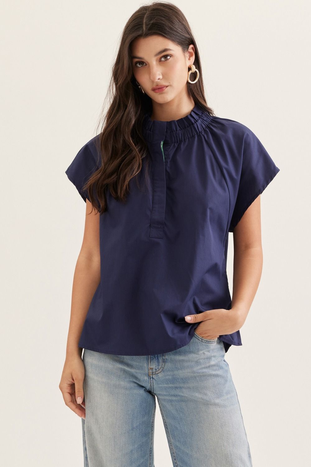 Ruffle Mock Neck Top