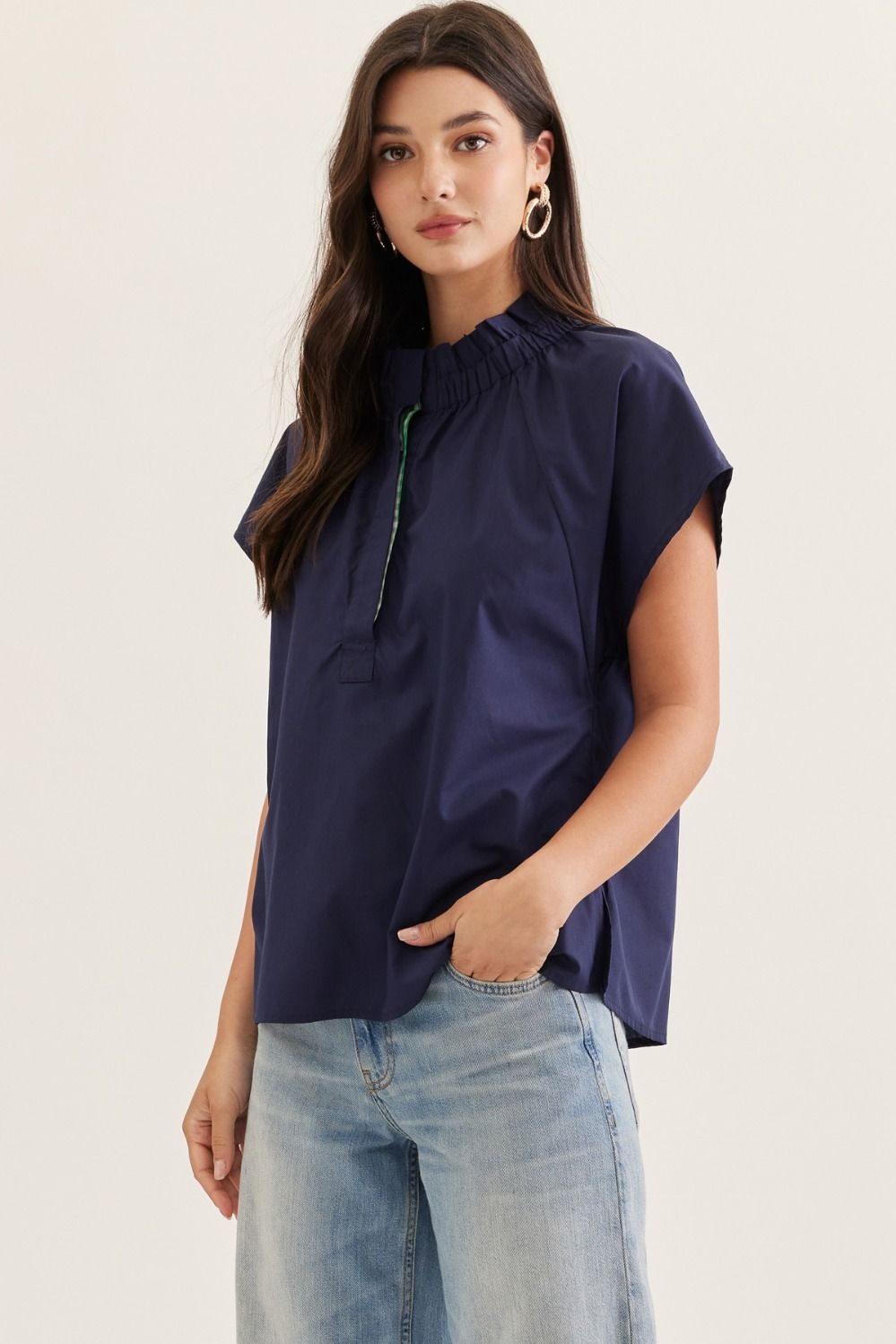 Ruffle Mock Neck Top